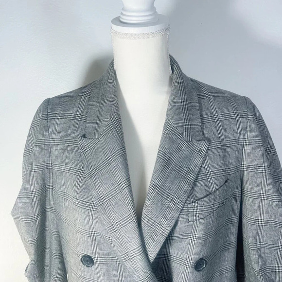 Like New Joie Tomika Blazer in Caviar Multi Double Breasted Plaid Jacket Size 4 - Picture 3 of 8